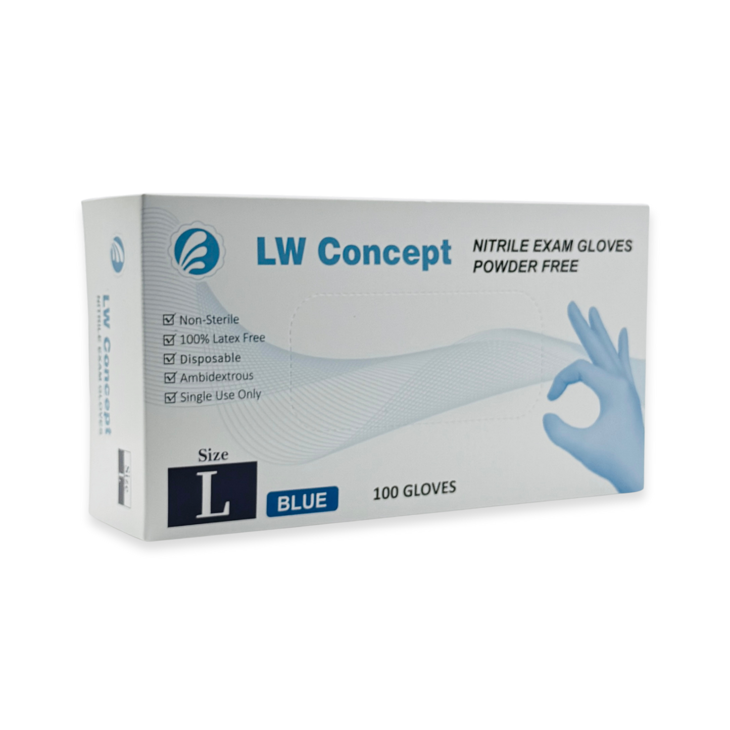 LW Concept 4-Mil Nitrile Exam Glove (Blue) - Case of 1000