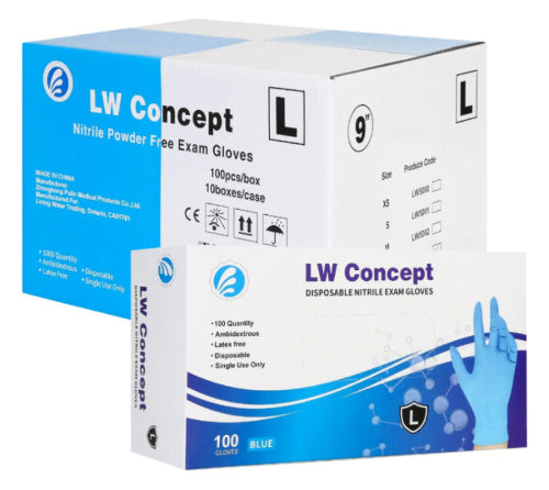 LW Concept 5-Mil Nitrile Exam Glove (Blue) - Case of 1000