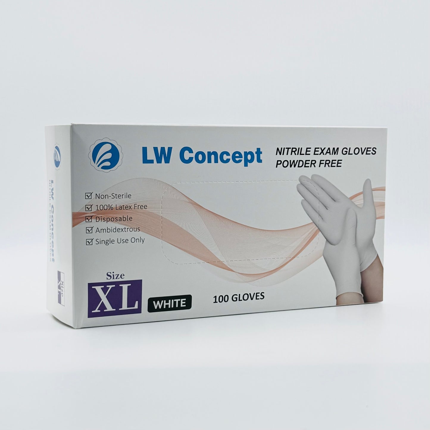 LW Concept 4-Mil Nitrile Exam Glove (White) - Case of 1000