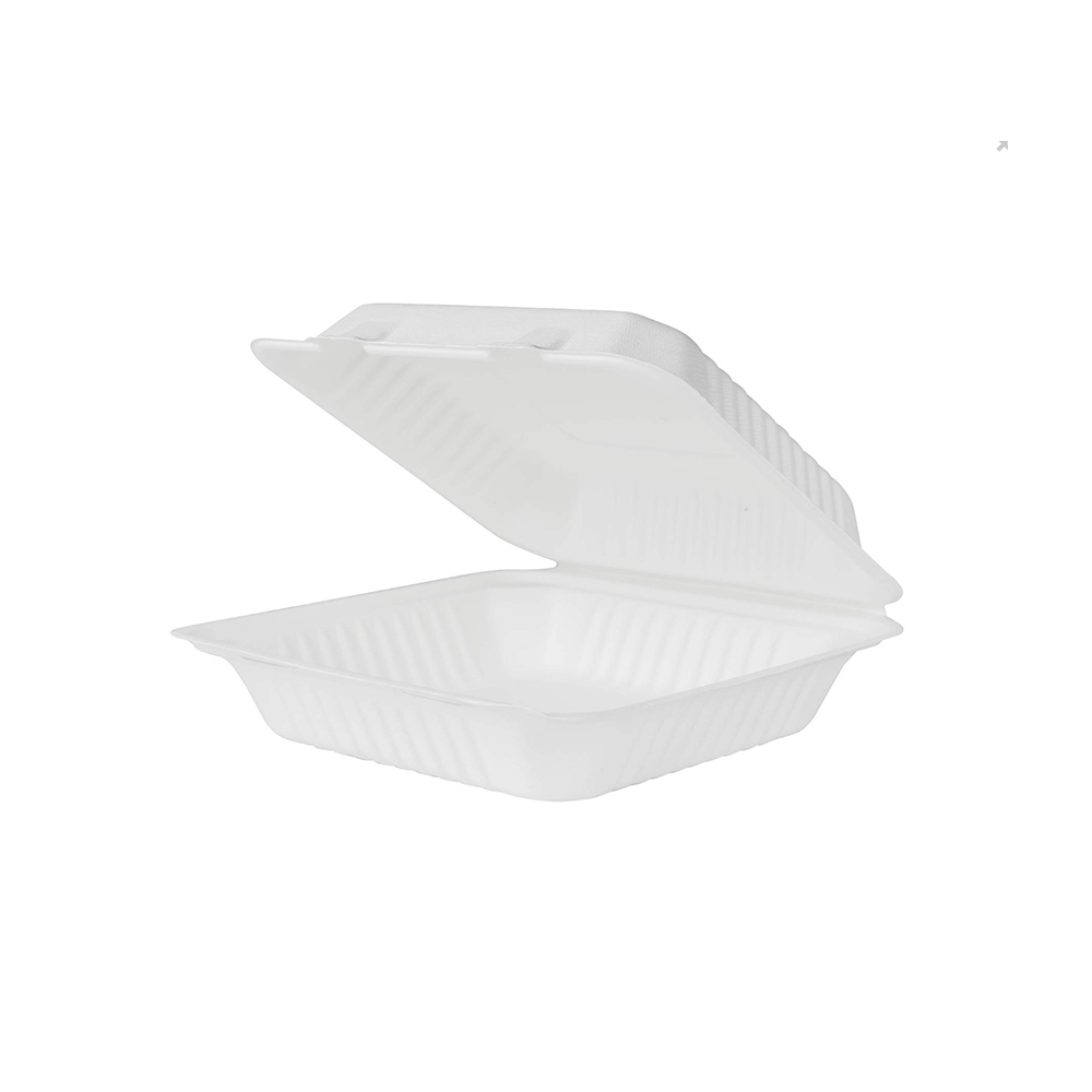 Bagasse Hinged Clamshell Containers - Case of 200