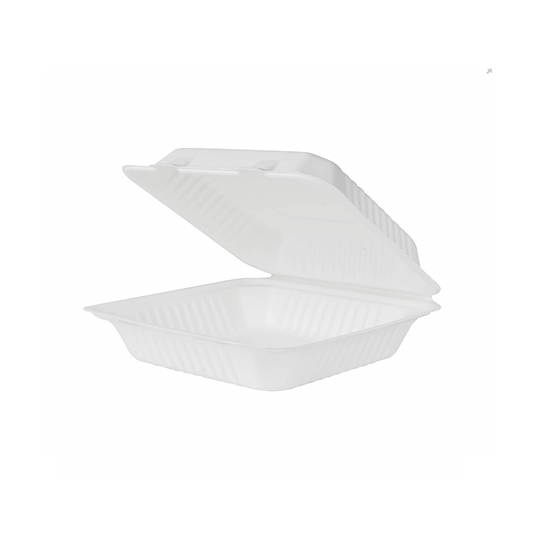 Bagasse Hinged Clamshell Containers - Case of 200