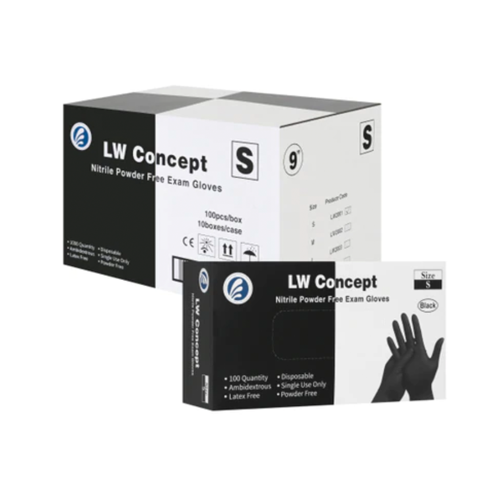 LW Concept 5-Mil Nitrile Exam Glove (Black) - Case of 1000