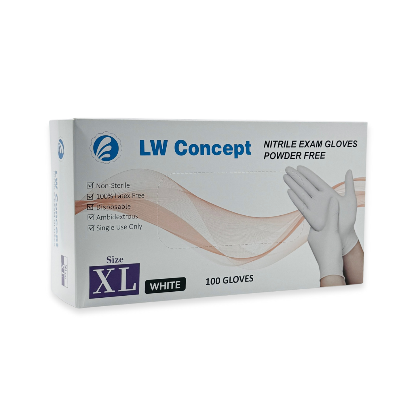 LW Concept 4-Mil Nitrile Exam Glove (White) - Case of 1000