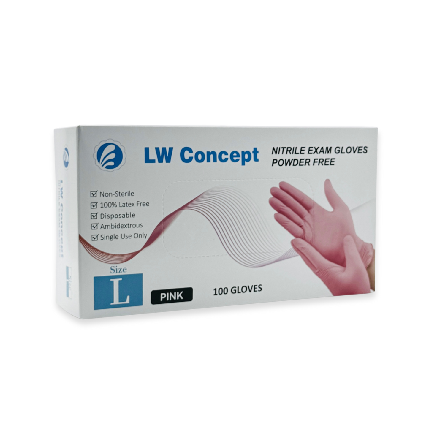 LW Concept 4-Mil Nitrile Exam Glove (Pink) - Case of 1000