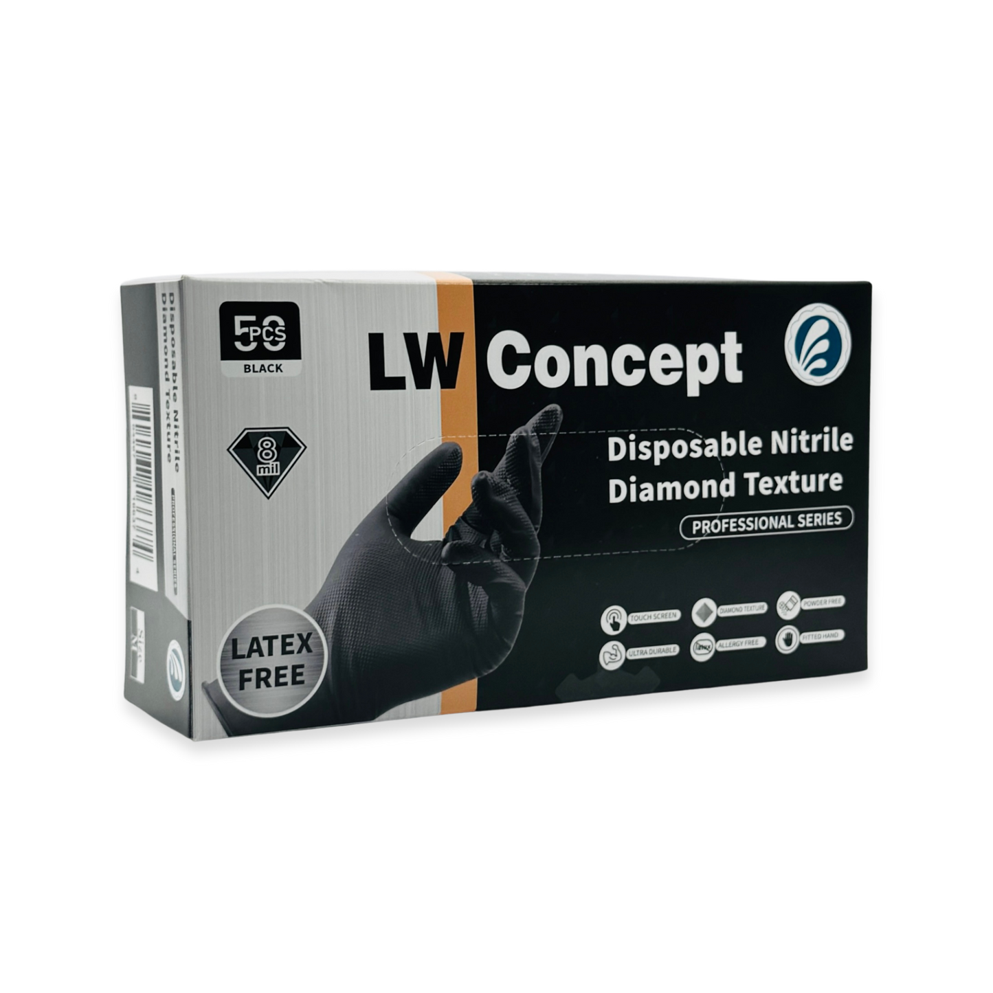 LW Concept 8-Mil Nitrile GP Glove (Black) - Case of 500