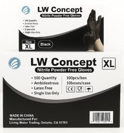 LW Concept 4-Mil Nitrile GP Glove (Black) - Case of 1000