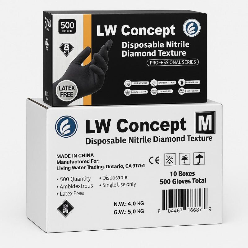 LW Concept 8-Mil Nitrile GP Glove (Black) - Case of 500