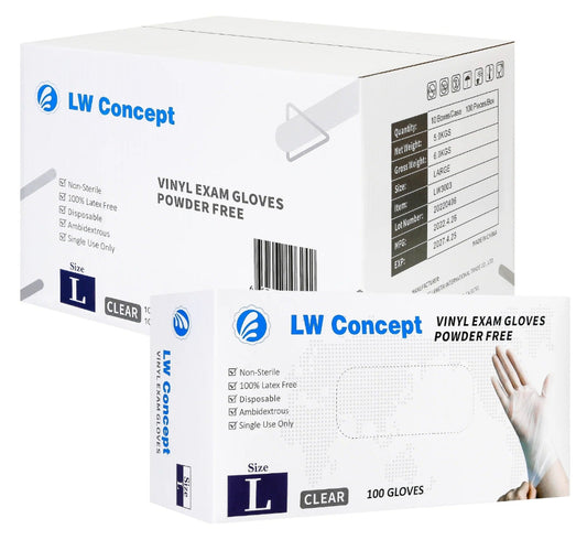 LW Concept 4.5-Mil PF GP Vinyl Gloves (Clear) - Case of 1000