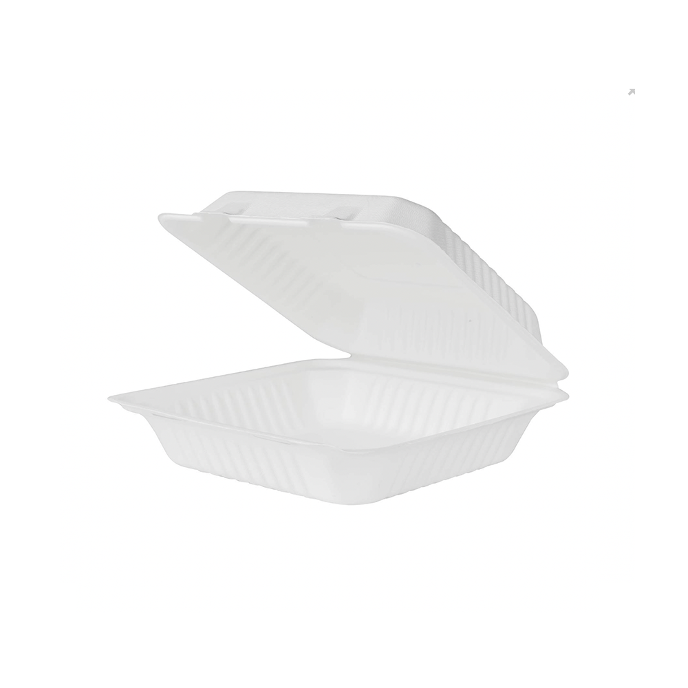 Bagasse Hinged Clamshell Containers - Case of 250